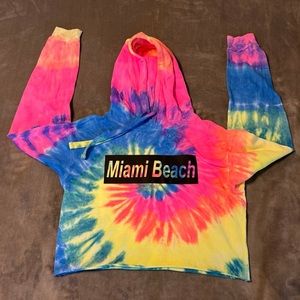 Popular Sports Miami Beach Tie Dye Sweater Hoodie Size M